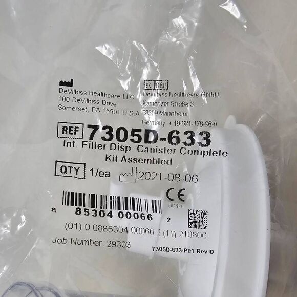 DEVILBISS 7305D-633 INT. FILTER DISP. CANISTER COMPLETE KIT ASSEMBLED NEW SEALED - Picture 2 of 4